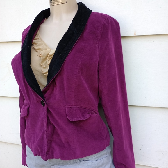 Purple and Black Velvet Jacket - Picture 2 of 5